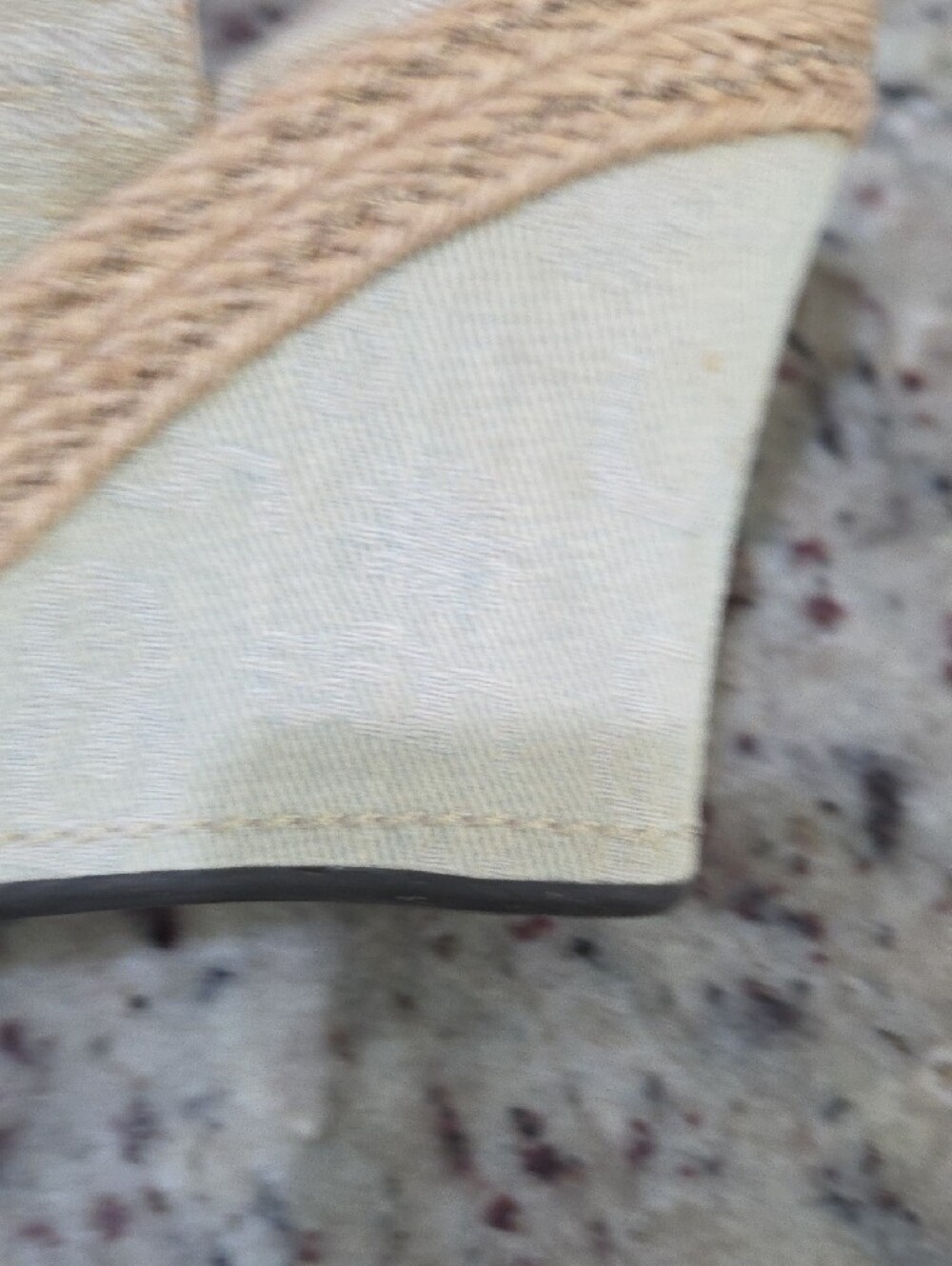 UGG Women's Neutral Canvas Wedge Slingbacks with Tan Trim - Picture 6 of 10